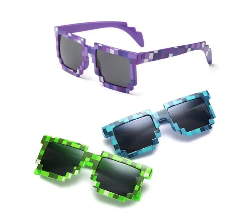 AliExpress - 5 couleurs mode lunettes de soleil enfants cos jouer jeu d'action jouet Minecraftereds lunettes carrées avec étui EVA jouets pour enfants