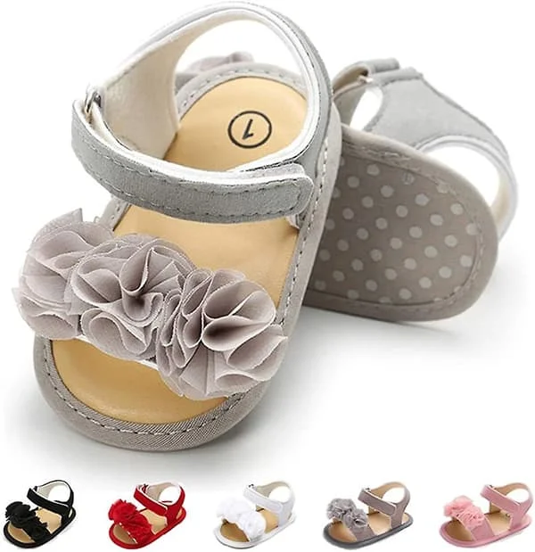 Spädbarn Baby Flickor Sommar Sandaler Med Blomma Mjuk Sula Nyfödd Småbarn Första Walker Spjälsäng Klänning Skor