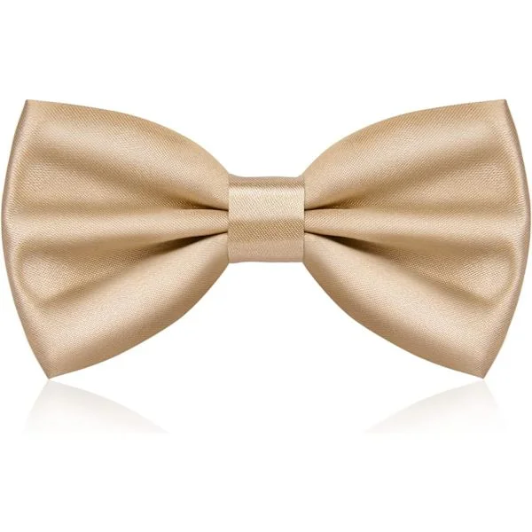 Herrfluga, Klassisk enfärgad fluga för män, Satin Tux-fluga, Justerbar formell fluga för fest, bröllop Champagne