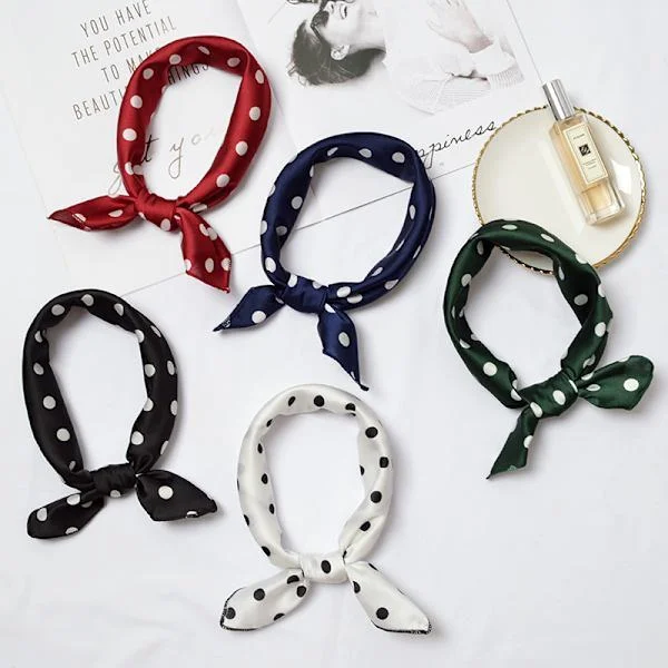 New Spring/Summer Styles of Small Silk Scarves, Square Scarves, and Polka Dot Silk Scarves – Versatile and Easy to Match.