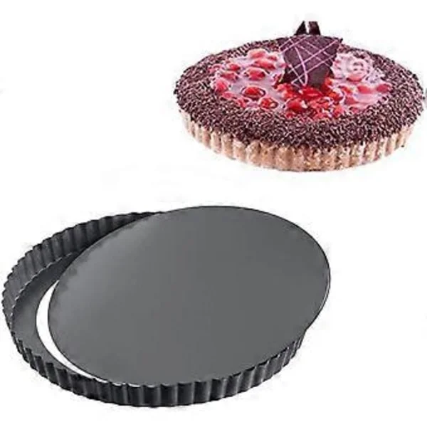 Kraftig Pajform i Kolstål, 22 cm Nonstick Quicheform med Löstagbar Botten för Professionell Presentation, Snabb Nedkylning och Enkel Lossning