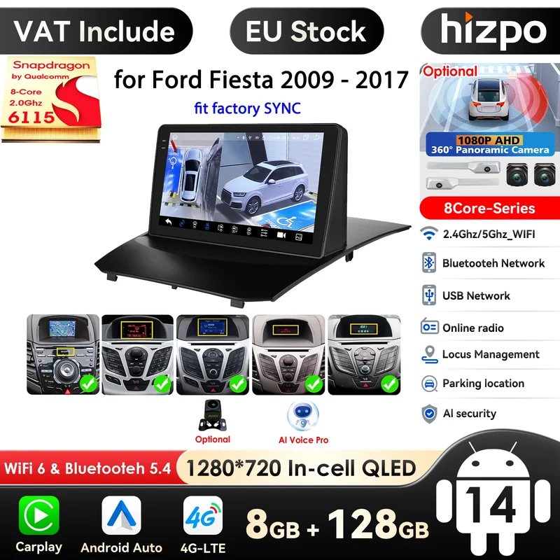 AliExpress - Hizpo für Ford Fiesta 2009-2017 Sony Carplay Android Auto Auto Radio Multimedia Video Player Navigation Stereo 5G WIFI Stereo GPS