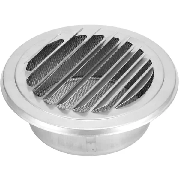 Ventilationskanal lock, platt galler, kanal, ventilationshuv, 304 rostfritt stål, 120 mm diameter, insektsäker