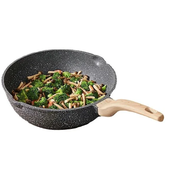 24 cm Non-stick Induktionshäll Stenfrypanna, Non-stick Stekpanna, Omelettpanna - Med Glaslock