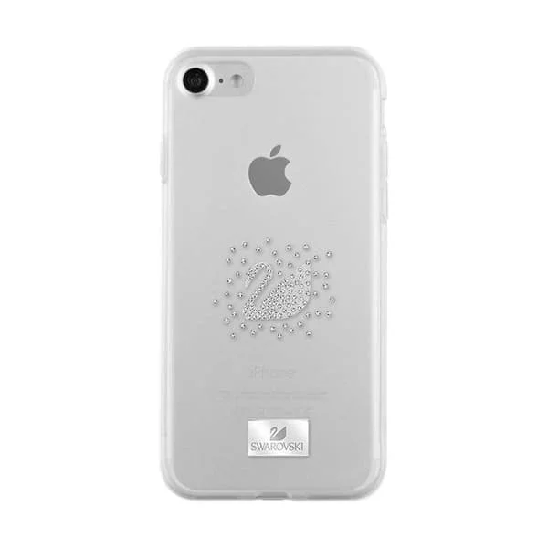Coque - SWAROVSKI - iPhone 6/6S/7/8/SE 2022 - Mönster Svan - Swarovski-kristaller - Transparent