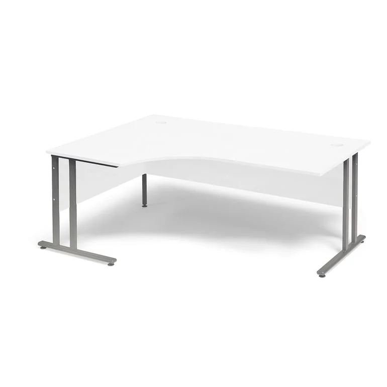 Flexus Hörnskrivbord - 1800x1200mm - Grått Stativ & Svängd Skiva