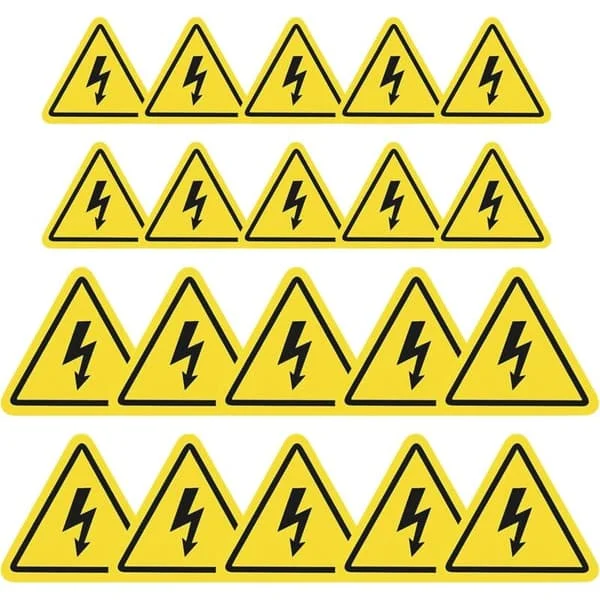 Elektrisk skiltklistremerke, gult elektrisk fareskilt, 20 stk, PVC-skilt, 5 cm x 10 cm