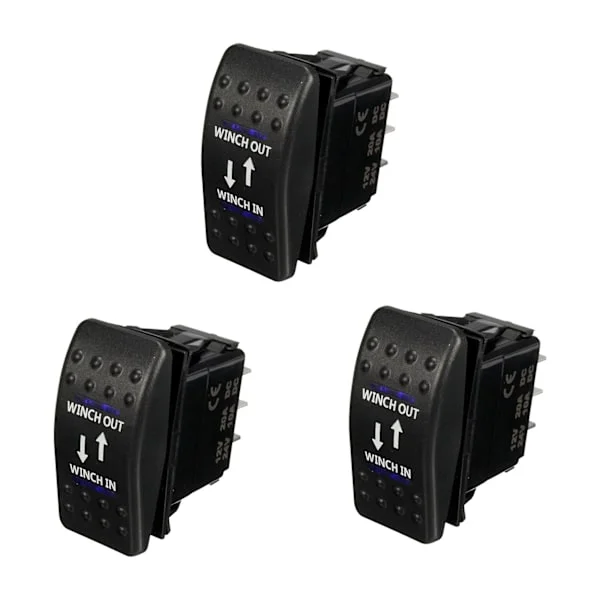 3x 12v 20a Vinsj Inn Vinsj Ut På-av-på Vippebryter 7 Pin LED Blå