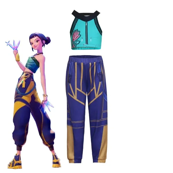 Demon Slayer Cosplay Kostym för Halloween | Topp & Byxor Set Zoe (överdel + byxor)-FF- Zoe (top + pants)