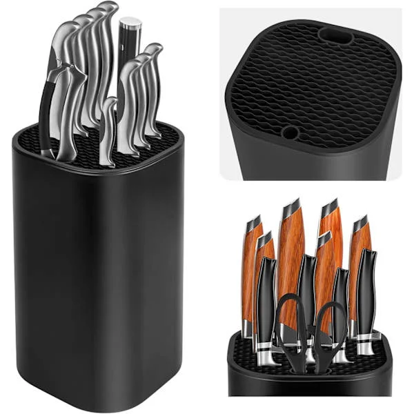 1 Piece Knife Holder without Knives, Empty Kitchen Knife Block, Universal Black Knife Holder, Kitchen Knife Rack, Kitchen Knife Storage