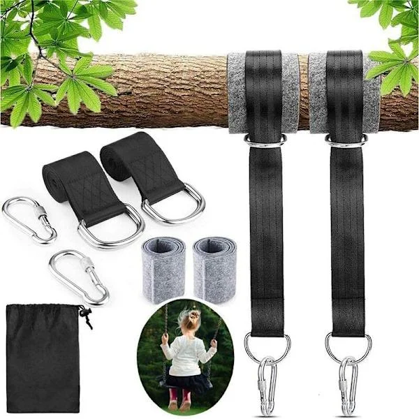 Hengekøye stropper, hengekøye feste med trehuske Tunge hengekøye stropper med D-ring og hengekøye stropper Maks 550KG for camping, hengekøye