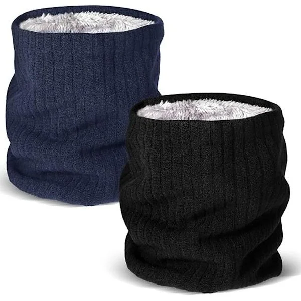 2 Pieces Winter Neck Warmer with Fleece Lining, Circle Winter Scarf, Thick Scarf, Neck Warmer for Men, Windproof Neck Gaiter