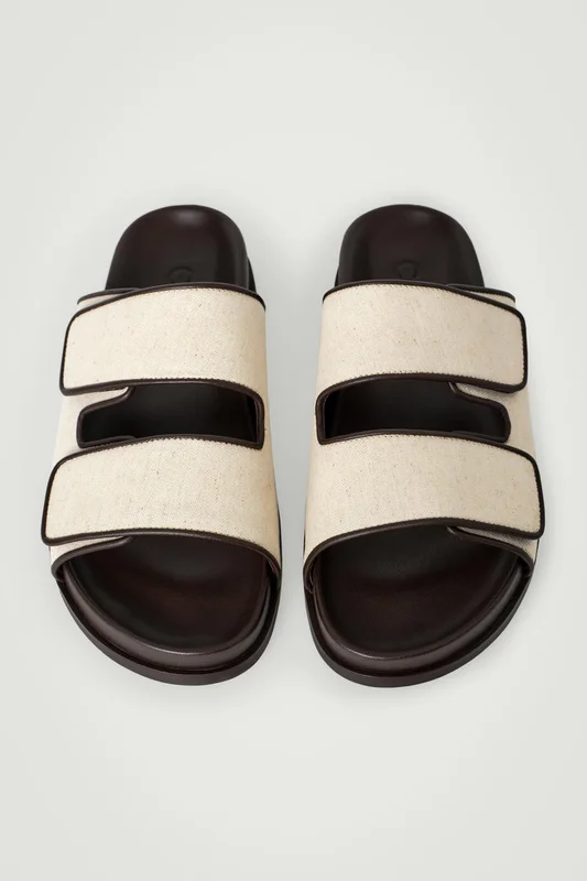COS Men's Linen Double-Strap Sandals in Beige