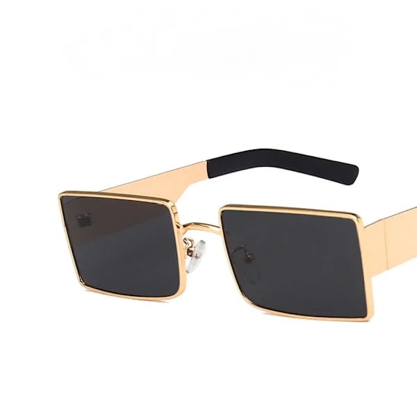 Svarta klassiska solglasögon med svarta linser - Unisex solglasögon UV400 skyddande herr- och dammodell (guld och grå)