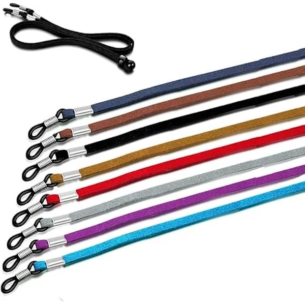 8 Pieces Leather Glasses Strap, Glasses Chain, Glasses Cord, for Sunglasses, Reading Glasses, Safety Glasses