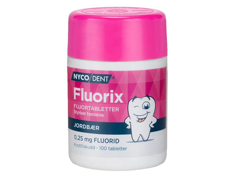 Nycodent Fluorix m/ Jordbær 0,25 mg, 100 stk.
