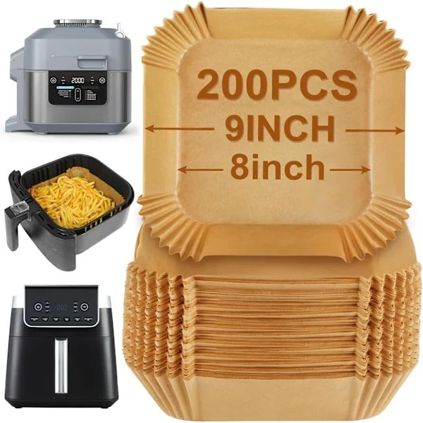200 stk. Airfryer Liner, 20 cm Stor Airfryer Liner, Bagepapir, Airfryer Tilbehør til Køkken
