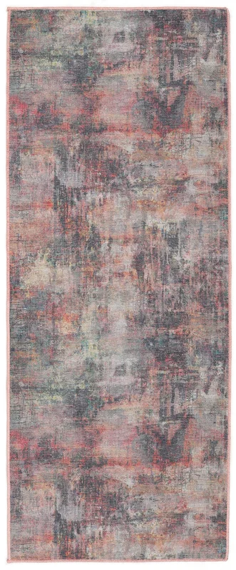 Abstract Washable Small Inferno Modern Rug - Multicolor 80X300