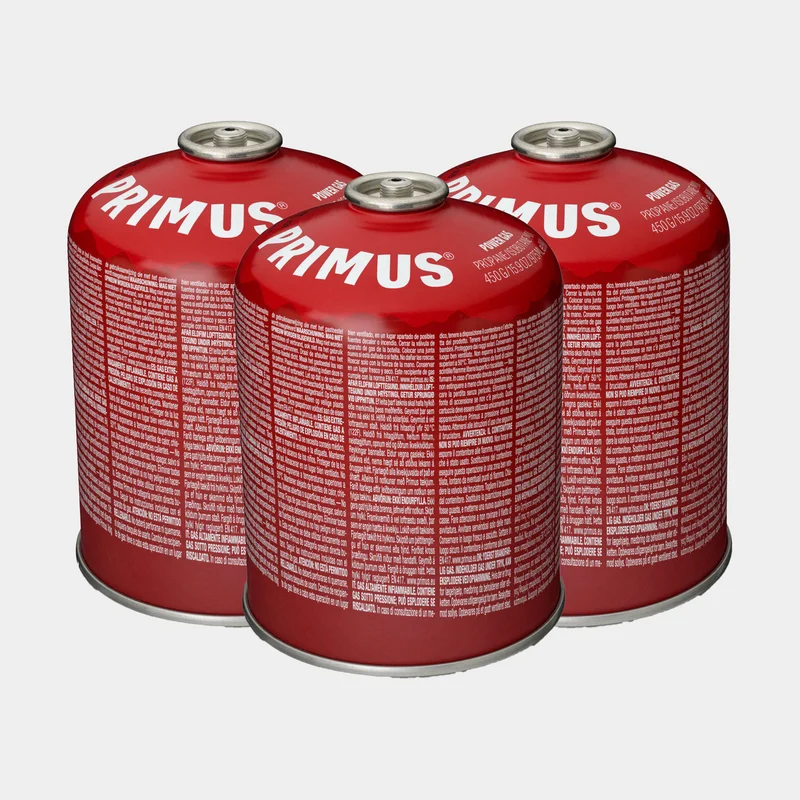 Gas canister / camping gas Primus Power Gas, threaded, -15° to +25°C, 450 grams, 3-pack
