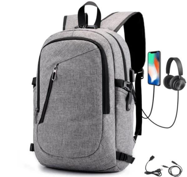 Tyverisikker ryggsekk, laptop, vanntett herre-ryggsekk med USB-C