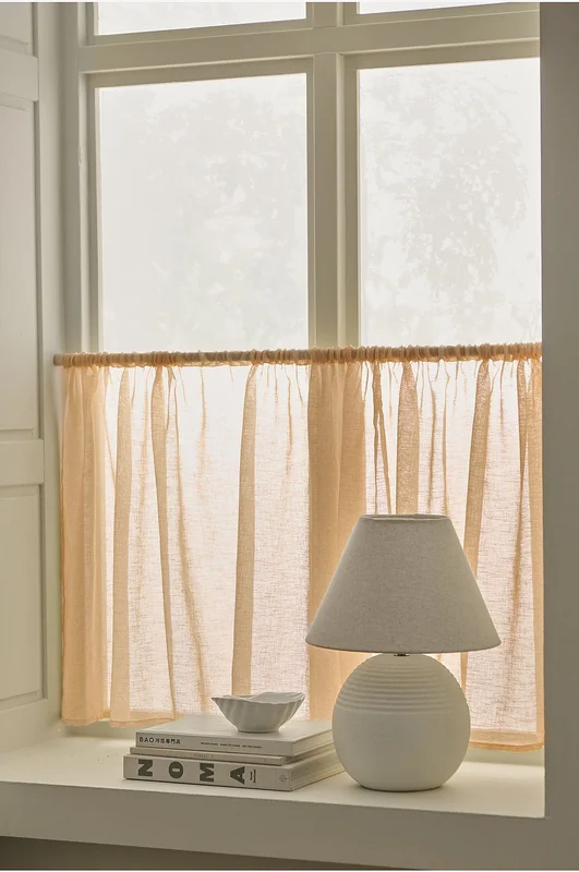 &Home - Kafégardin Mila - Beige - Liftgardiner - 68X250 - Fra Homeroom