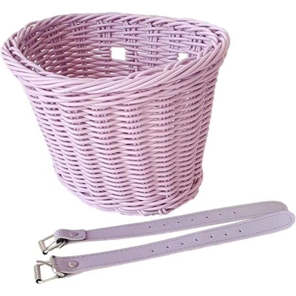 Handmade Rattan Bicycle Basket, Scooter Basket, Basket, Kids Bike Bag Balance, Bicycle Basket Accessories, Light Purple-FA-