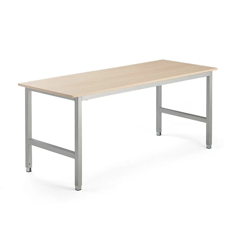 Work table OPTION, 1800x700x720-900 mm, birch, silver