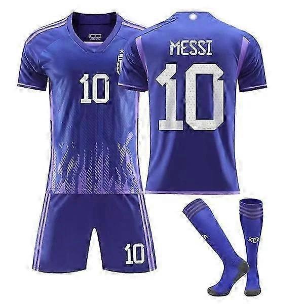 2022 Argentina Nr. 10 Messi Fotbollströja Barn Tröjset Fotbollskläder, Barn Ungdom Fotbollströja 20