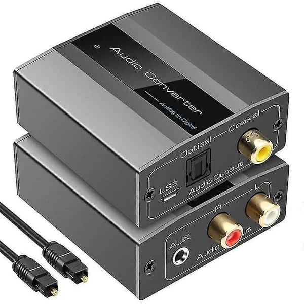 Analog till digital ljudomvandlare Rca till optisk med optisk kabel ljud digital Toslink och Coaxi