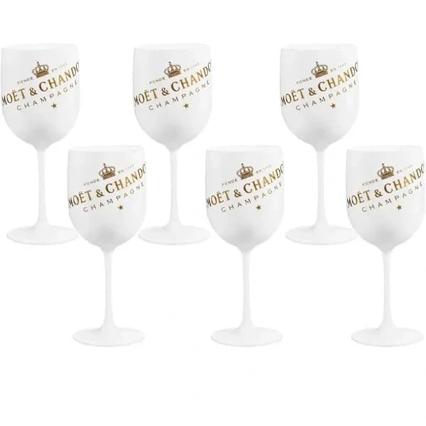 Plast Champagneglass Sett, 500ml PP Akryl Look, Knusebestandig for Barer Fester Utendørs Bruk, Hvit 6-pakning