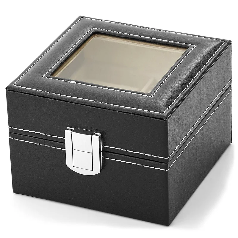 Black Faux Leather Watch Case - 2 Watches for Men - Watch boxes