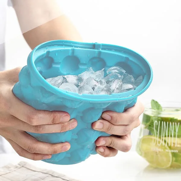 Bærbar silikon liten isbøtte er enkel å frigjøre og gjenbrukbar silikonform med lokk, trygg og holdbar, egnet for innendørs og utendørs bruk