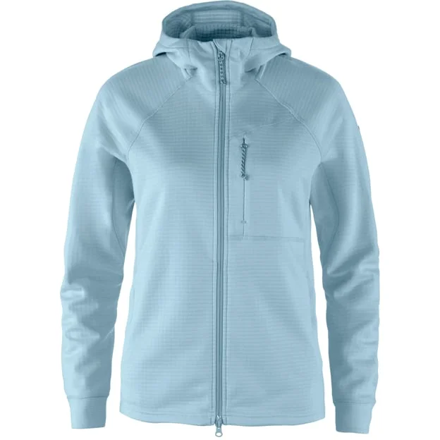 Fjällräven Women's Abisko Grid Fleece Hoodie in Breeze Blue | Size: Medium, Polyester