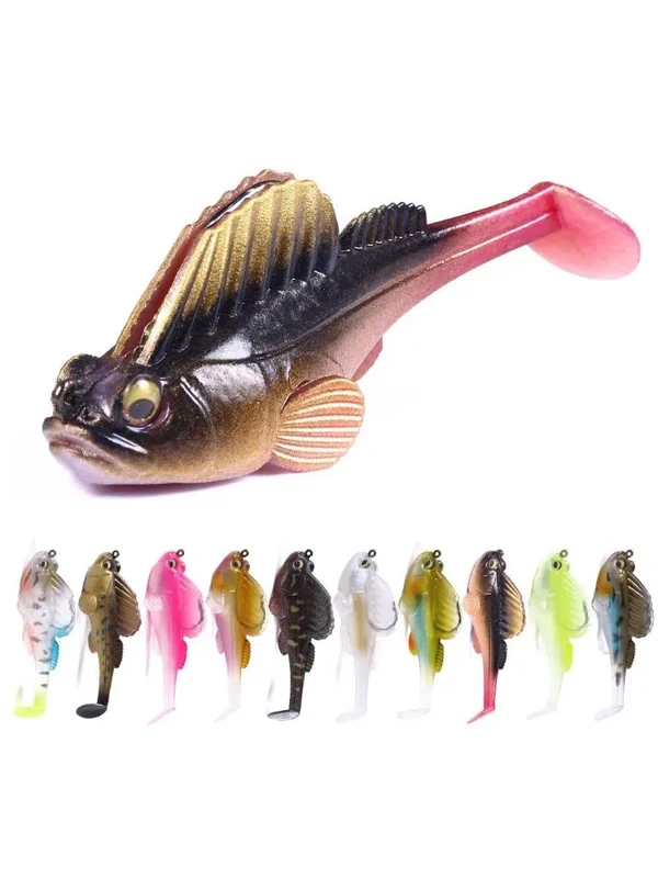 AliExpress - 1 pièce/10 pièces Leurre de pêche souple en silicone Dark Sleeper Wobbler 7,5 cm/14,2 g, coulant, avec hameçon jig, Swimbaits Bass Shad 