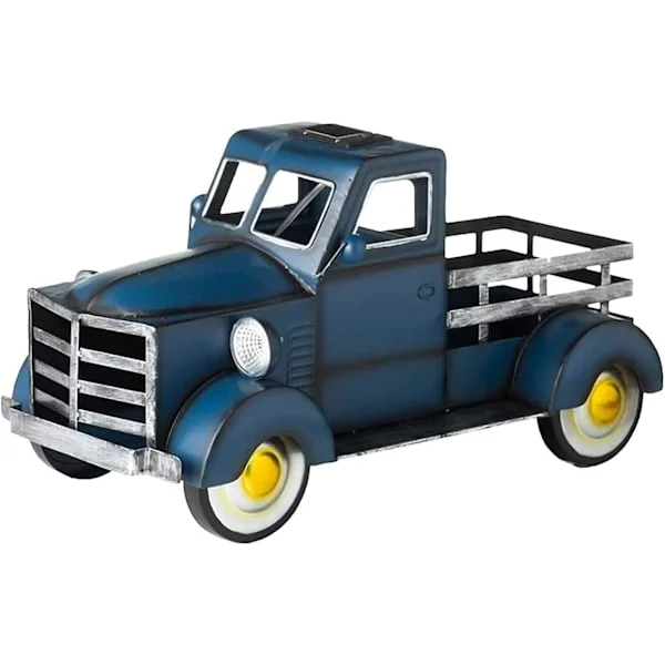 Retro Vase med Solcelledrevet Bil Havestatue Plantekasse Vintage Bus Have Kreativ Harpiks Skulptur