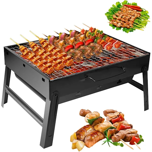 Mini portabel grill, hopfällbar grill, campinggrill, för picknick, trädgård, camping, resor (35*17*23cm)