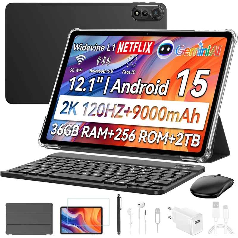 AliExpress - Tablette PC Blackview MEGA 2 avec clavier, souris, stylet, écran 12'' 2K, 12 Go + 24 Go de RAM, 256 Go de ROM, tablette Android 15, 9000 
