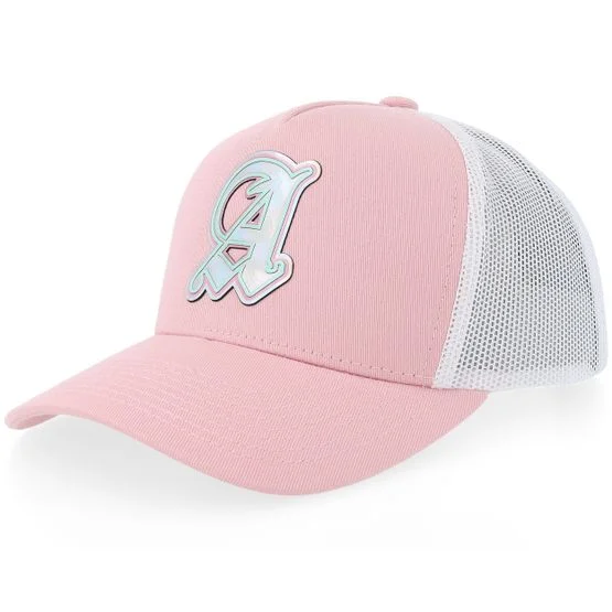 Kiddo Cap - Rosa trucker Caps - Kids Holographic A Light Pink/White A-frame Trucker @ Hatstore