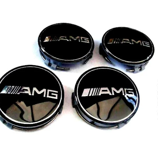 Svarta Mercedes AMG bilhjul navkapslar centrumkåpa 75mm 4 st för a b c e s g klass cla cls slk ml amg