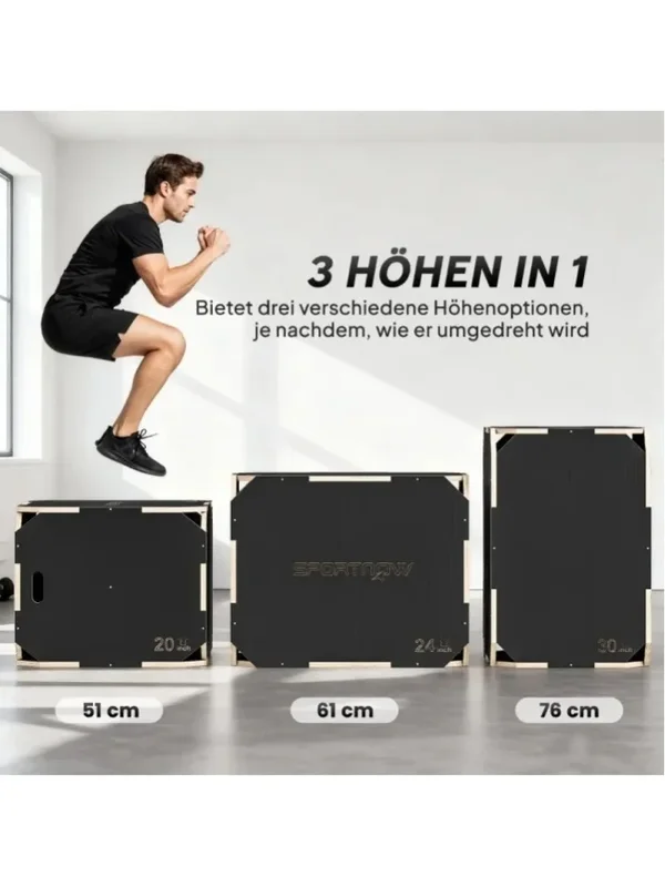 AliExpress - 3-in-1 Plyo-Box 51 61 76cm Holz-Sprungbox mit Rutschfester Oberfläche und Griffen für Heimfitness-Training