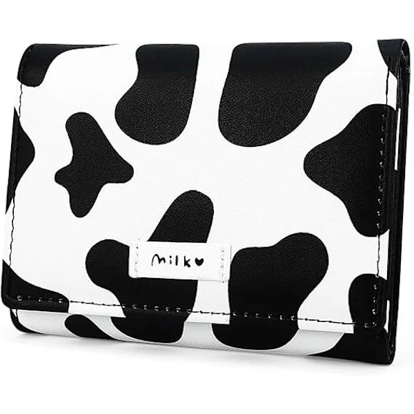 /EA/ Cute Wallets for Women, Small Tri-fold Leather Wallet with Lock Function and ID Window for Girls and Ladies, Women's Wallet Black
