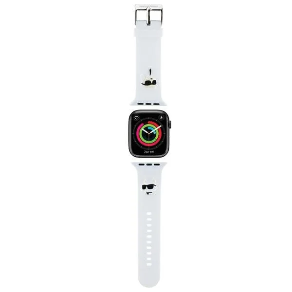 Karl Lagerfeld 3D gummi Karl&Choupette Heads reim for Apple Watch 42/44/45/49mm - hvit