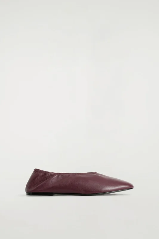 COS Women's Minimal Leather Ballet Flats in Red