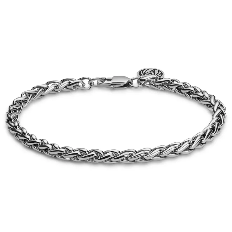 Essentials | 5 mm Ασημί Βραχιόλι Αλυσίδα Χεριού Wheat Chain για άνδρες - Ατσάλινα βραχιόλια