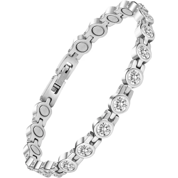 Magnetisk armbånd, helse magnetisk armbånd, smertelindring for artritt, unisex magnetisk armbånd, hvit diamant