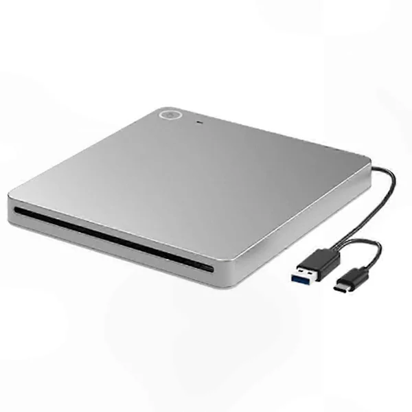 Ekstern DVD-stasjon, USB 3.0 og Type-C, slank bærbar optisk stasjon for PC bærbar PC, Plug and Play, sporladende CD/DVD-brenner og leser