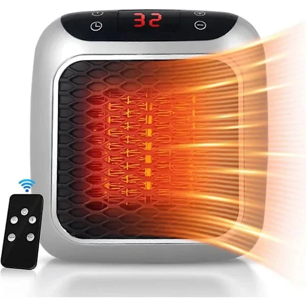 [LCS] Bærbar Varmeblæser, 800W Keramisk Varmeblæser til Stikkontakt, Elektrisk Varmeblæser med Fjernbetjening, 12H Timer, LED-Display, 2 