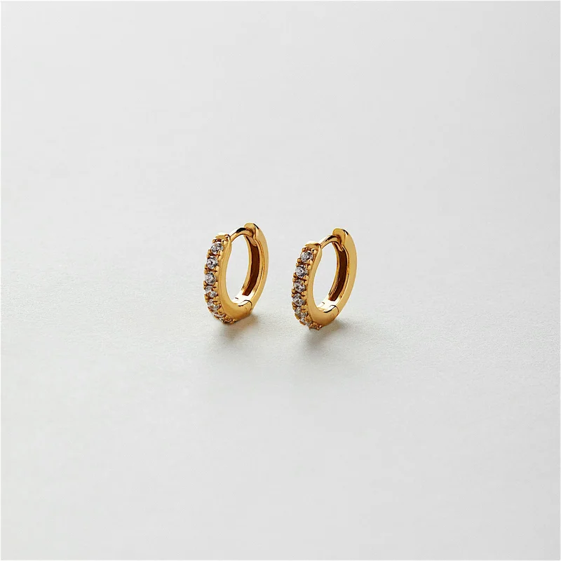 Lou Hoops - Örhängen (XS) - 18K Guldpläterat Sterling Silver - Safira