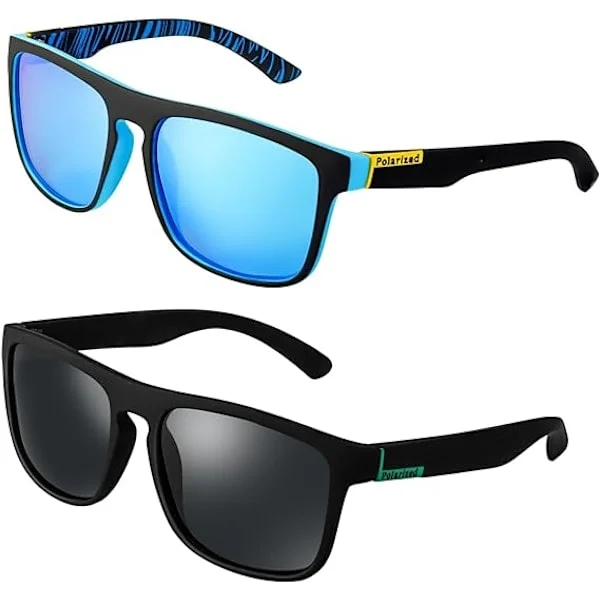 2-pack Sunglasses for Men, UV400 Protection Polarized Sunglasses Retro Sunglasses Outdoor Sport Golf