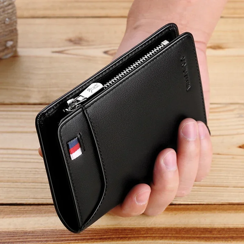 AliExpress - Portefeuille en cuir véritable pour hommes, porte-cartes de visite, portefeuille court pour hommes d'affaires, portefeuille en cuir à 